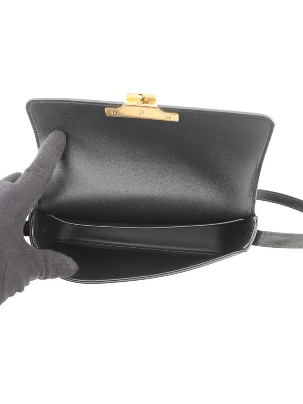 Celine Shoulder Bag Triomphe Calf Leather Black - Picture 5 of 10